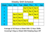 12 Hour Schedules for 5 Days a Week screenshot